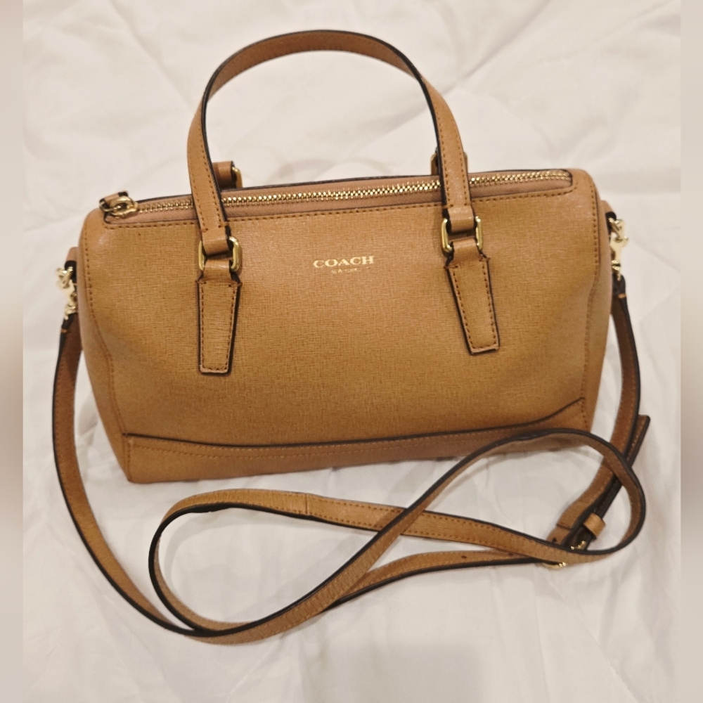 Coach Mini Satchel Safiano Leather Crossbody Caramel